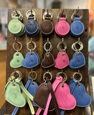 Large Leather Heart Keyring - Mint - Will Bees Bespoke