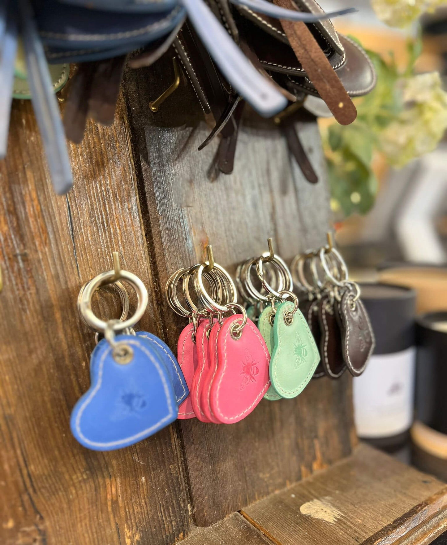 Small Leather Heart Keyring - Mint - Will Bees Bespoke
