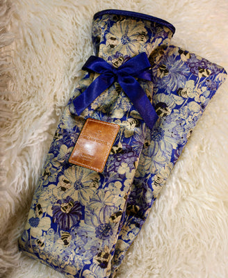 Long Hot Water Bottle & Cover - Bumblebee Haven in Blue Sea - Will Bees Bespoke