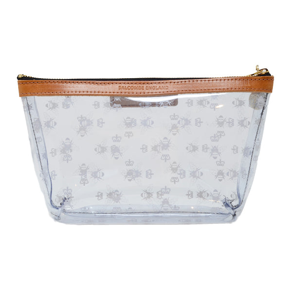 Bee Print Medium Clear Make up Bag - White - Will Bees Bespoke