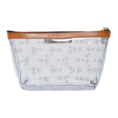 Bee Print Medium Clear Make up Bag - White - Will Bees Bespoke