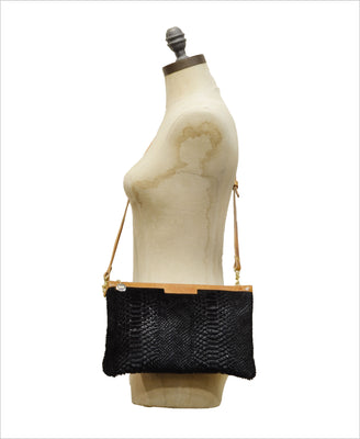 Oversized Diana 2 in 1 Clutch - Black Snake Print - Will Bees Bespoke