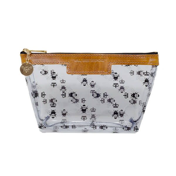 Bee Print Small Clear Make up Bag - Black - Will Bees Bespoke