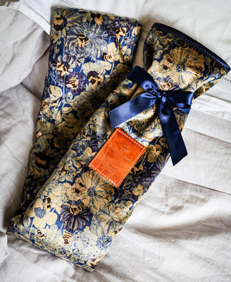 Long Hot Water Bottle & Cover - Bumblebee Haven in Blue Sea - Will Bees Bespoke
