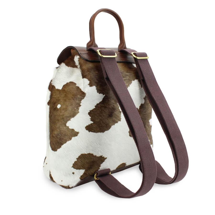 Gertie Backpack - Brown Cow Hair On Hide - Will Bees Bespoke