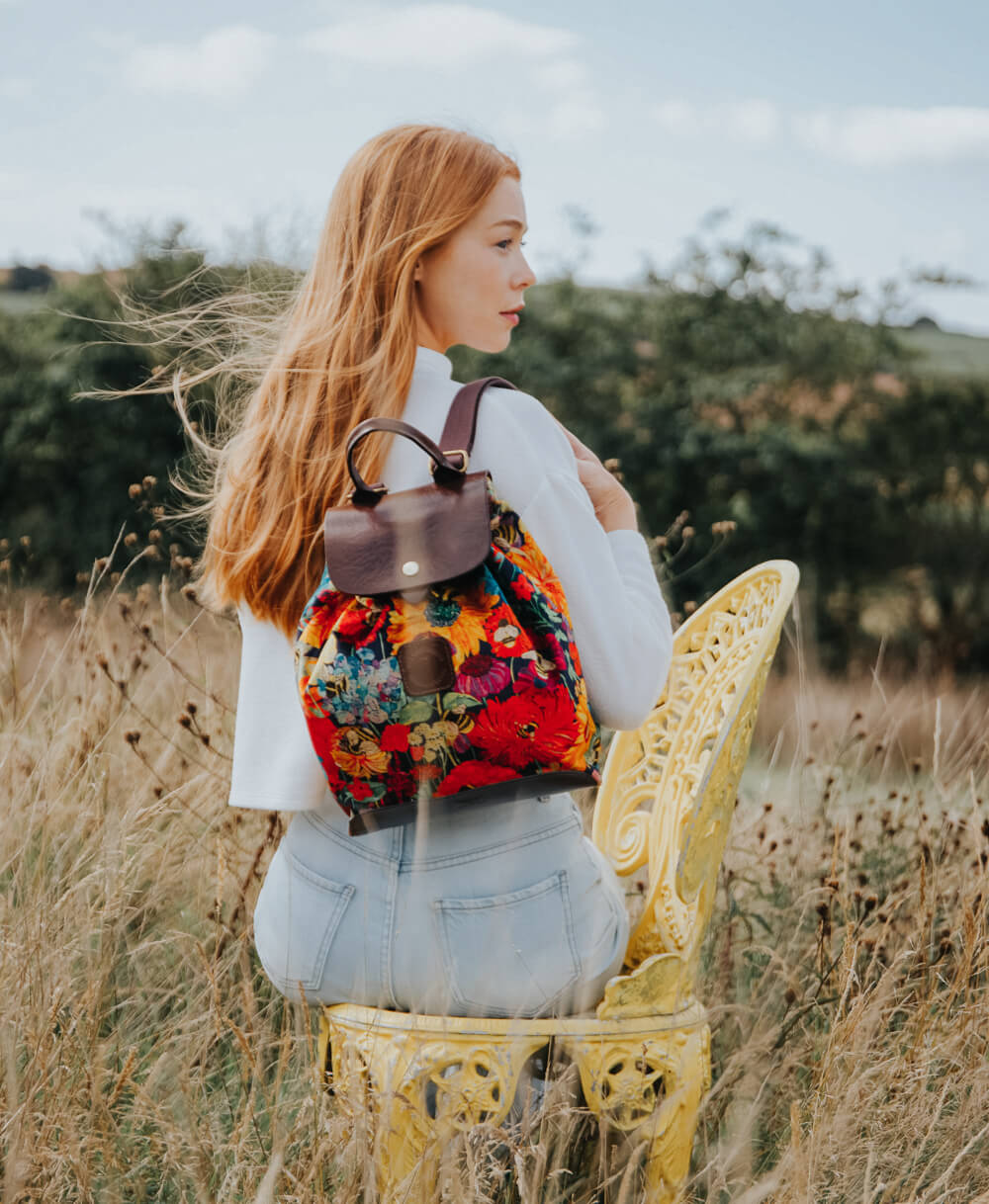 Gertie Backpack - Bumblebee Garden in Midday Sun - Will Bees Bespoke