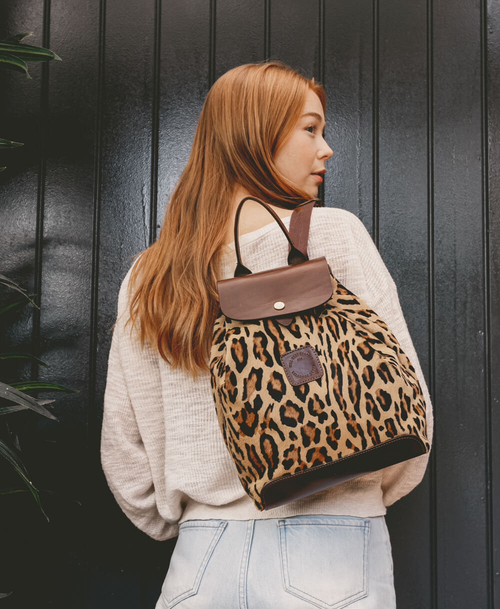 Gertie Backpack - Leopard Hair On Hide - Will Bees Bespoke