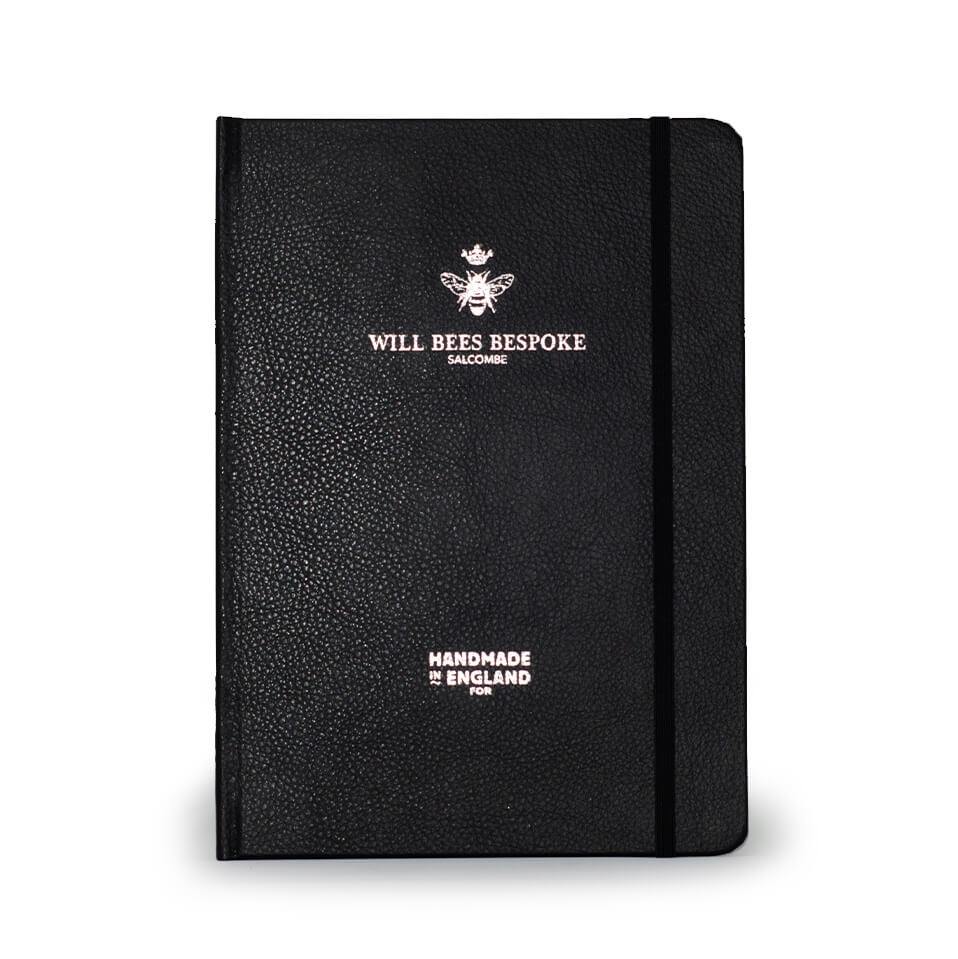 Crown Notebook - Recycled Leather in Black - Will Bees Bespoke