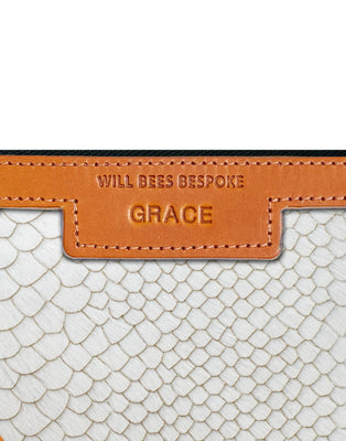Diana 2 in 1 Clutch - White Snake Print - Will Bees Bespoke