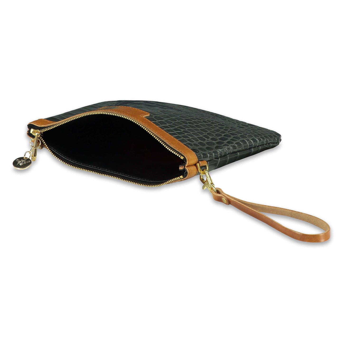 Diana 2 in 1 Clutch - Dark Grey Croc - Will Bees Bespoke