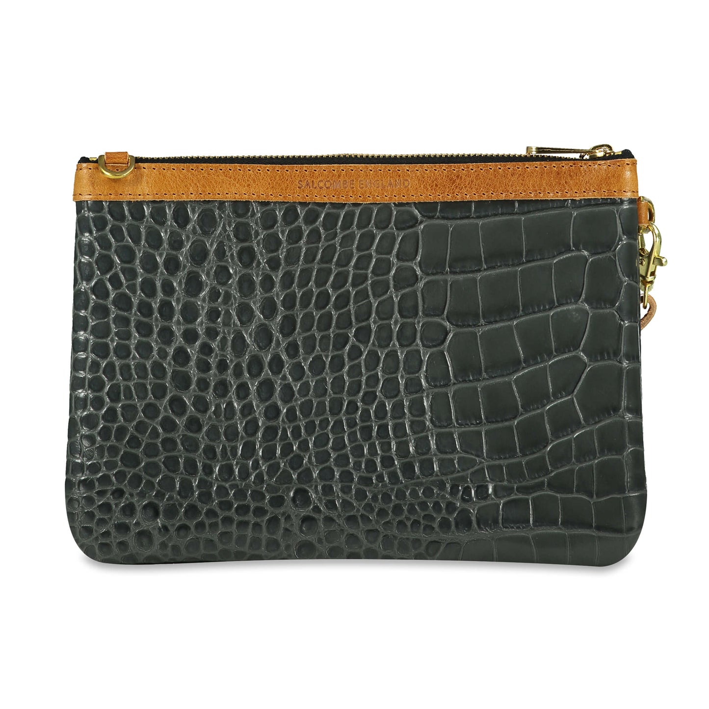 Diana 2 in 1 Clutch - Dark Grey Croc - Will Bees Bespoke