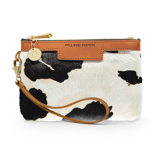 Mini Diana Clutch - Black Cow Print - Will Bees Bespoke