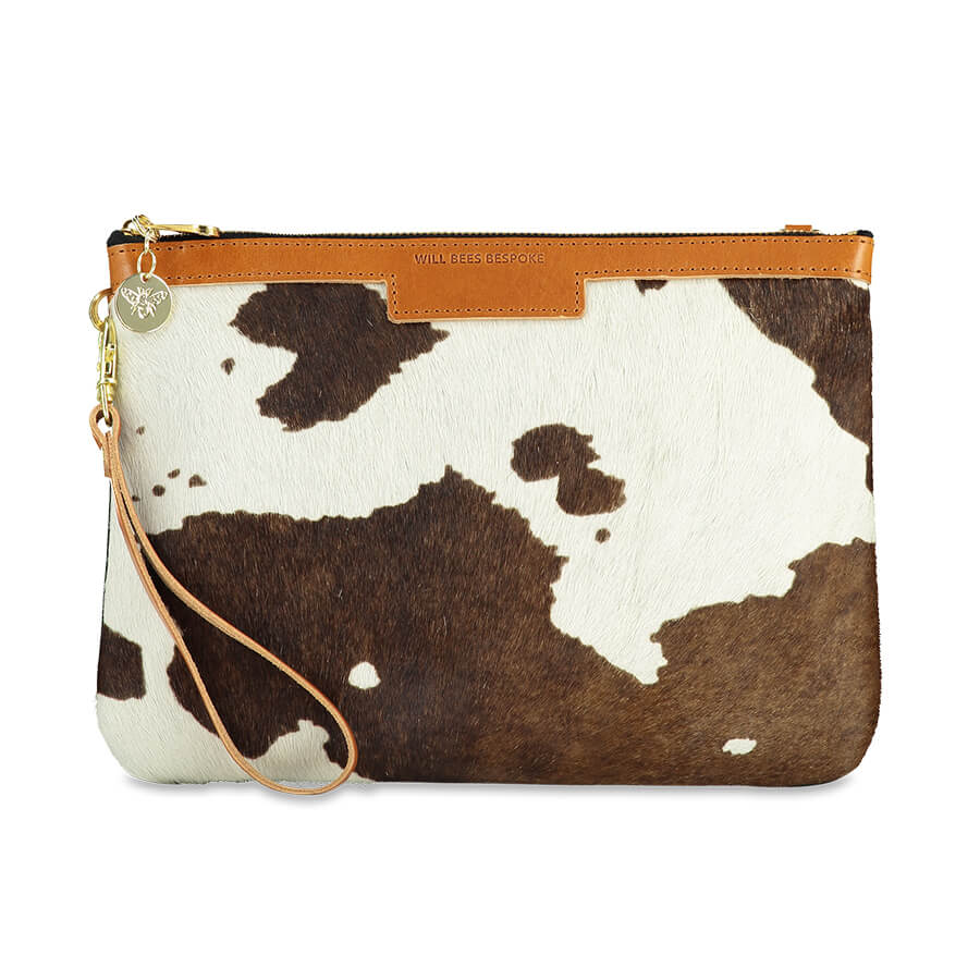 Oversized Diana 2 in 1 Clutch - Brown Cow Print - Will Bees Bespoke