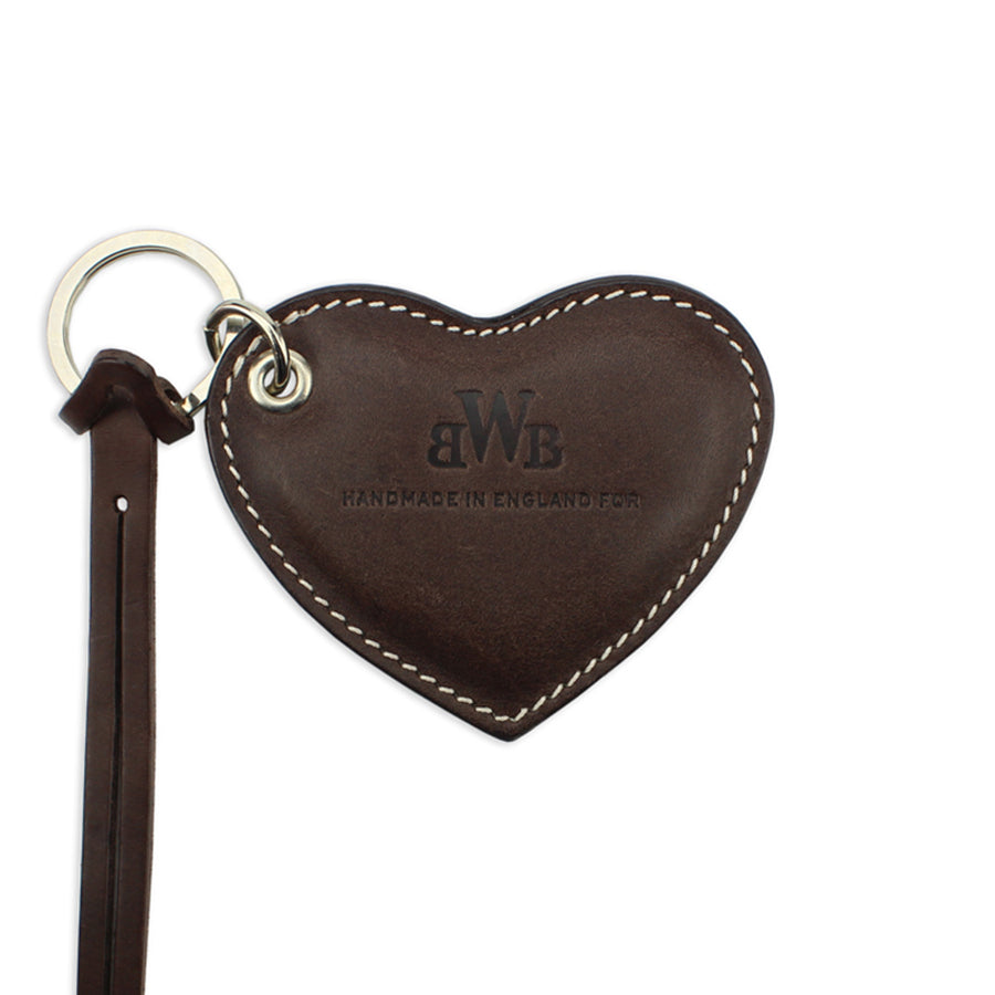 Large Leather Heart Keyring - Brown - Will Bees Bespoke