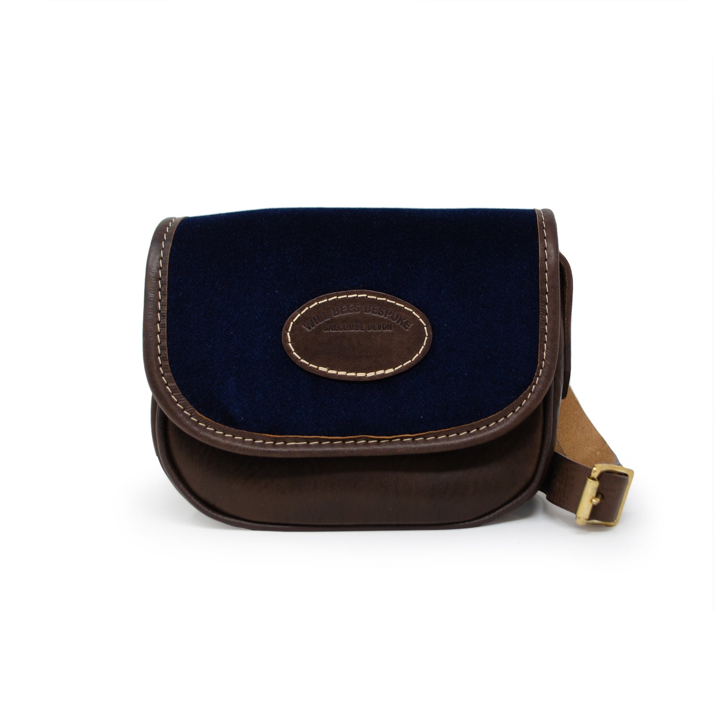 Mini Saddle Bag - Navy Velvet - Will Bees Bespoke