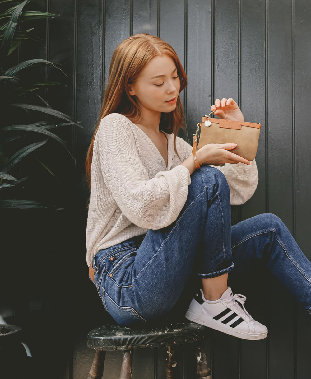 Mini Diana 2 in 1 Clutch - Camel Suede - Will Bees Bespoke