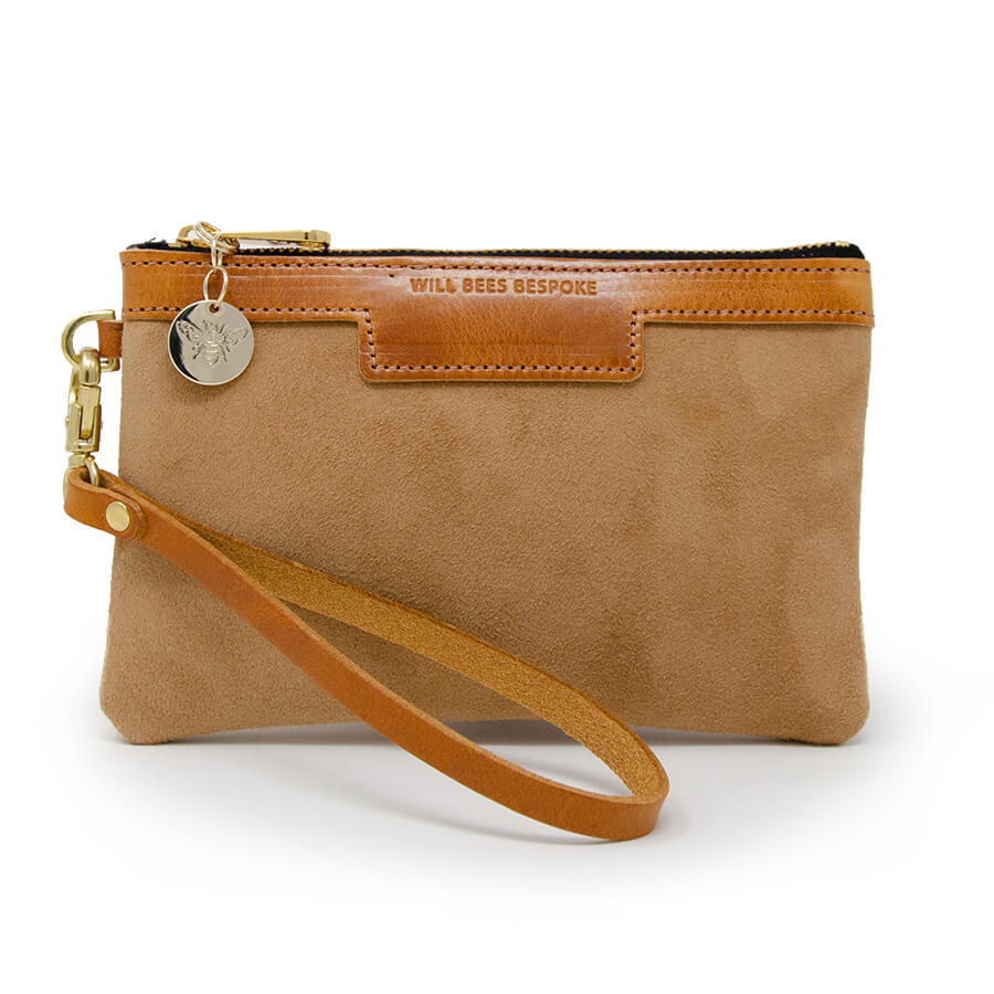 Premium Diana Mini Clutch - Camel Suede - Will Bees Bespoke