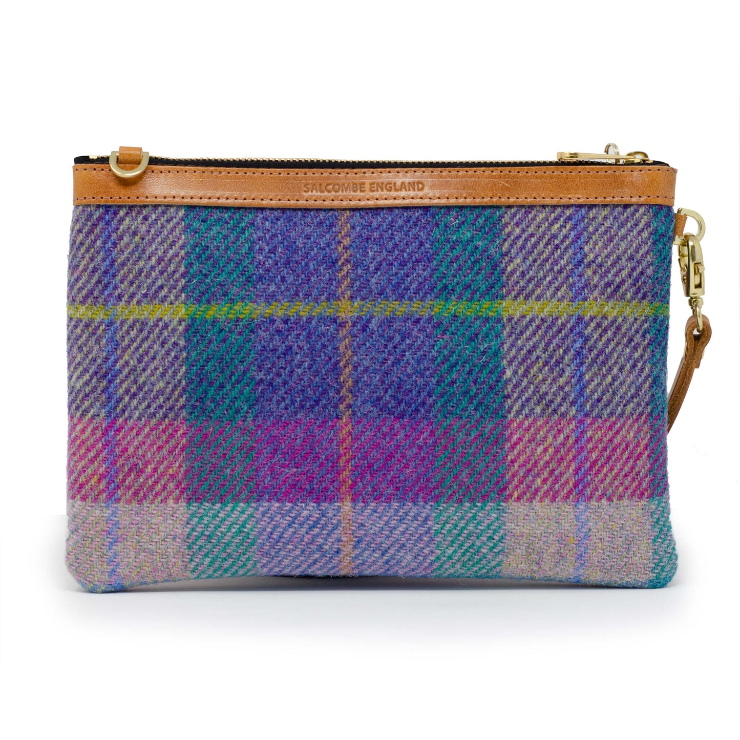 Premium Diana Clutch - Harris Tweed® Pink & Purple - Will Bees Bespoke