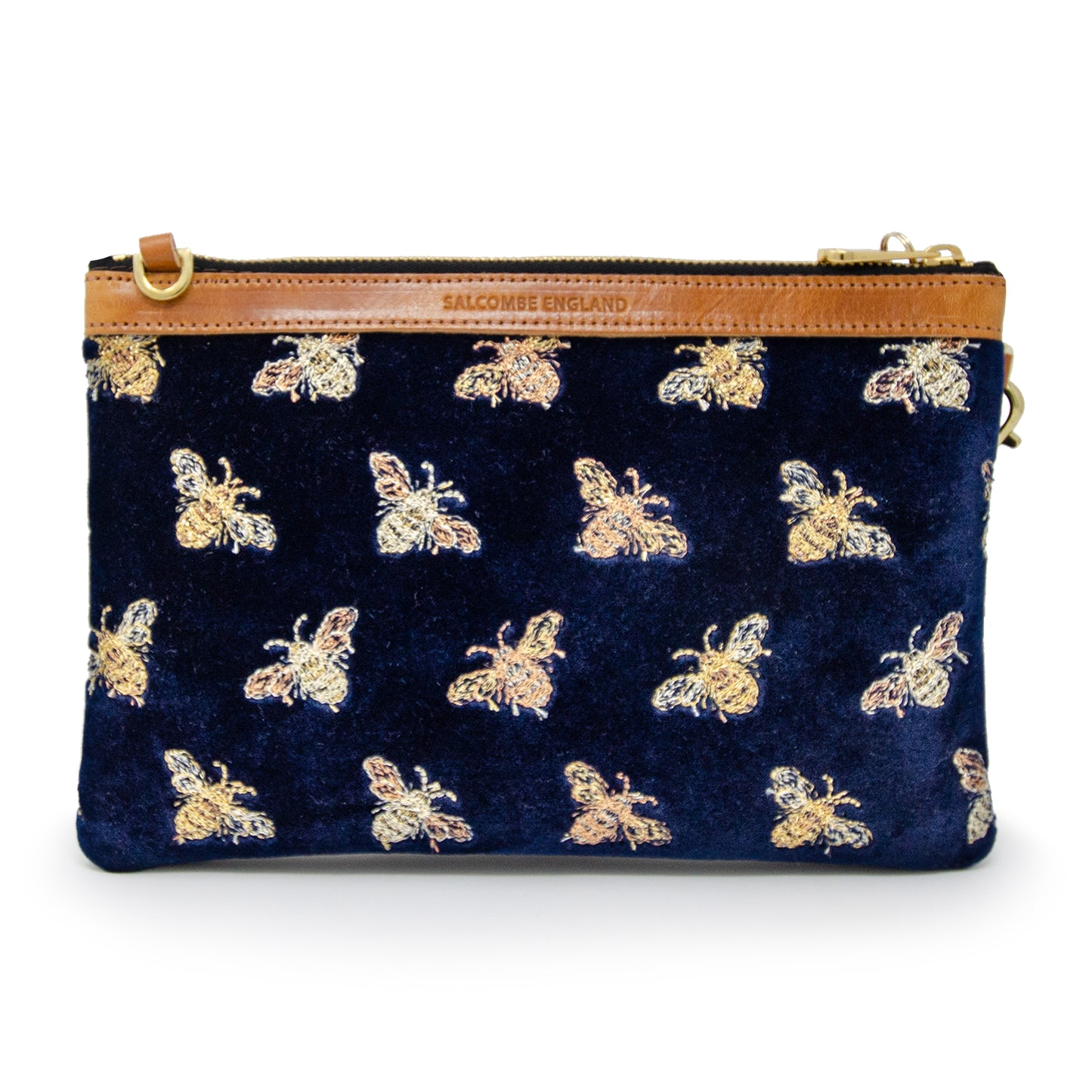 Premium Diana Clutch - Classic Bees on Navy Velvet - Will Bees Bespoke