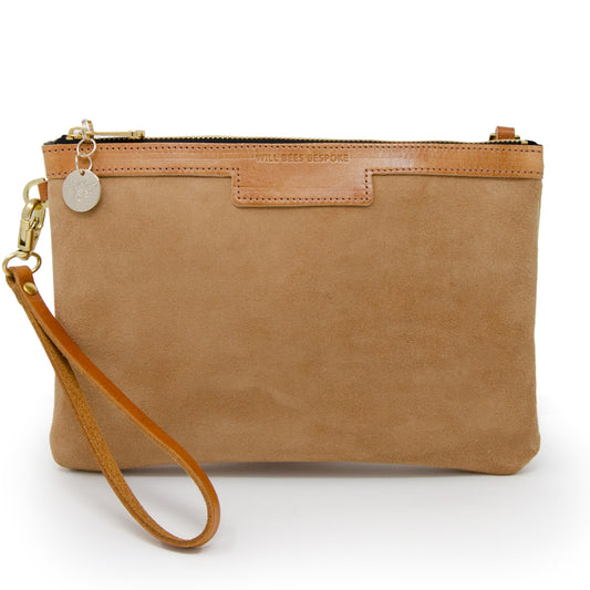 Premium Diana Clutch - Camel Suede - Will Bees Bespoke