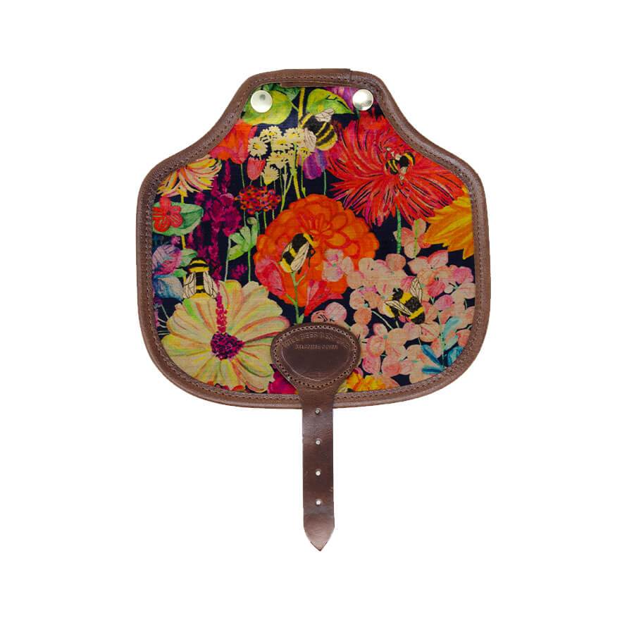 Leather Saddle Bag in Floral Bee Velvet Bumblebee Garden in Midday