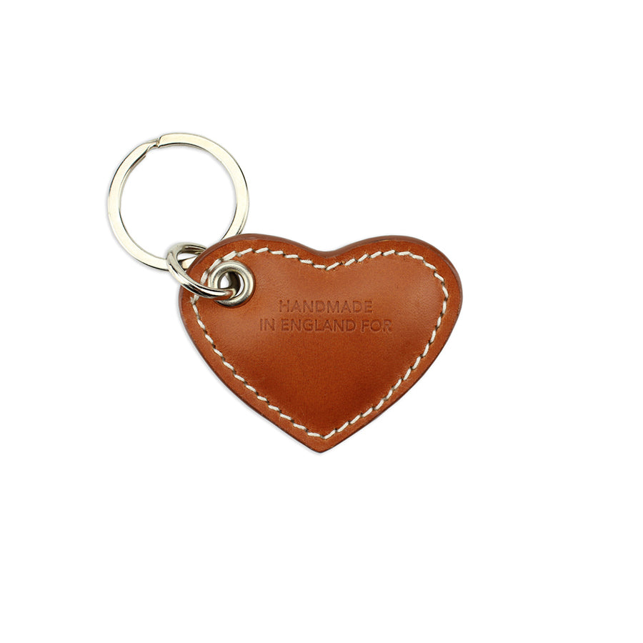 Small Leather Heart Keyring - Tan - Will Bees Bespoke