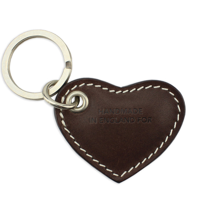 Small Leather Heart Keyring - Brown