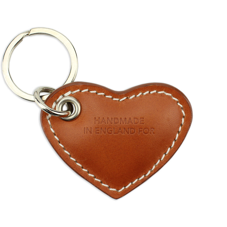 Small Leather Heart Keyring - Tan - Will Bees Bespoke