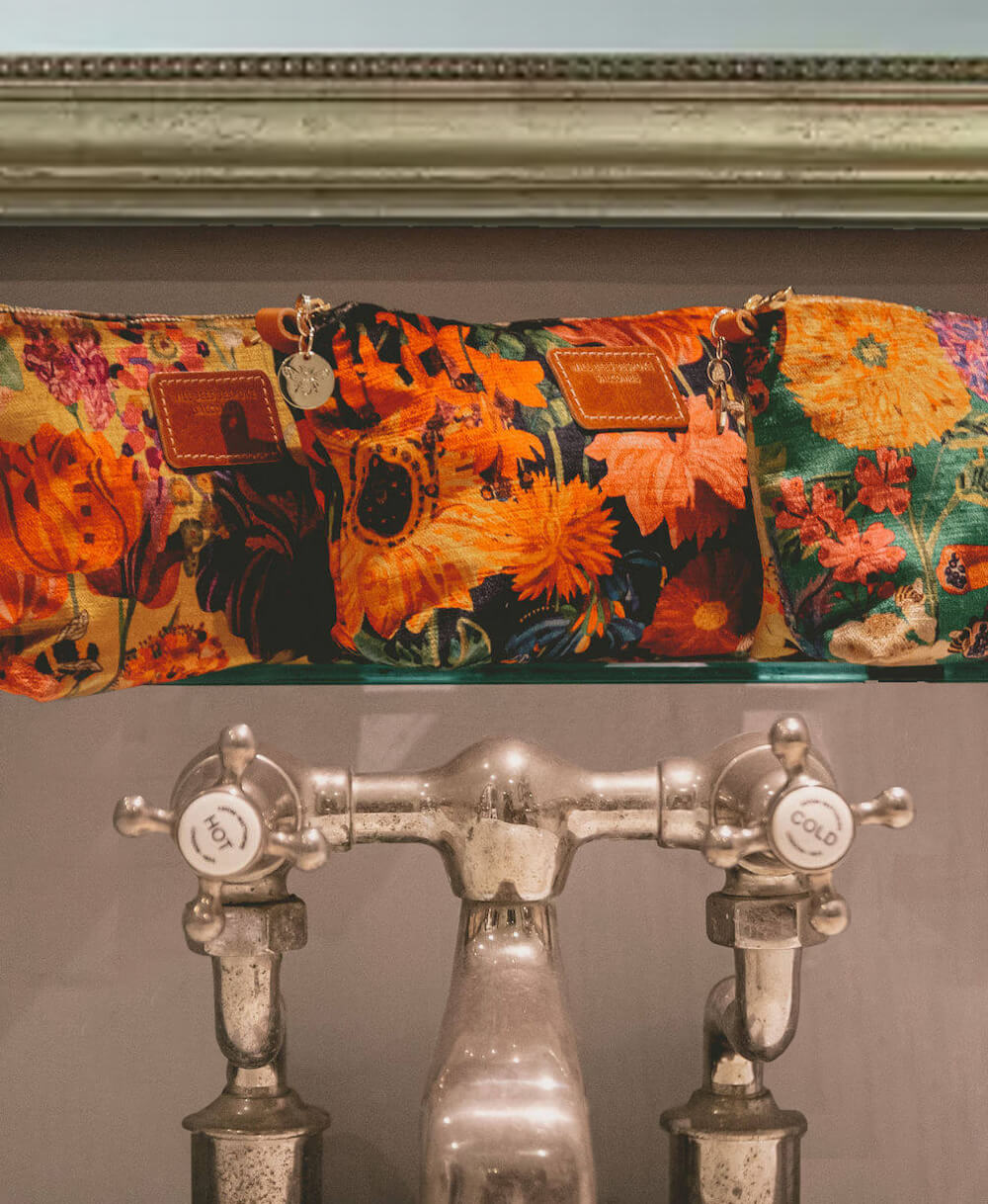 Velvet Make up Bag - Bee Story in Eden - Will Bees Bespoke