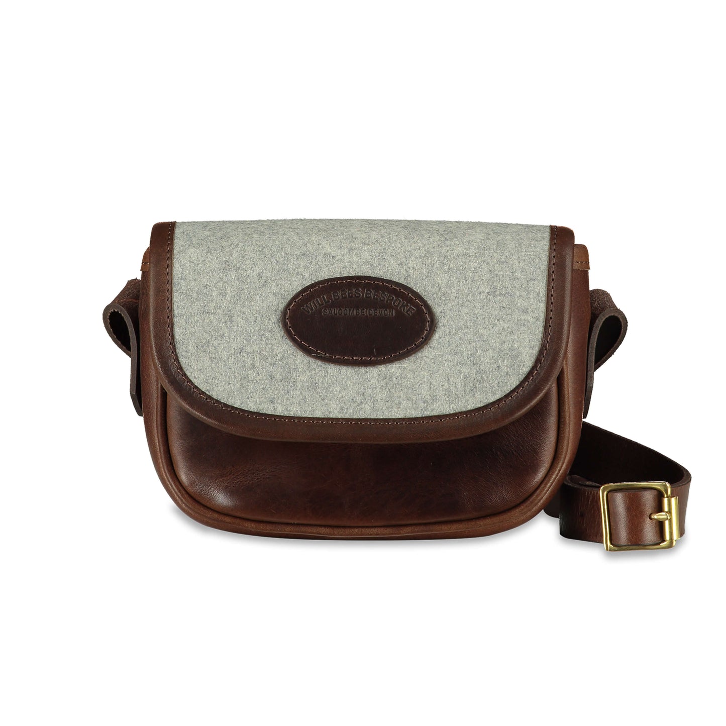Mini Saddle Bag - Light Grey Wool - Will Bees Bespoke
