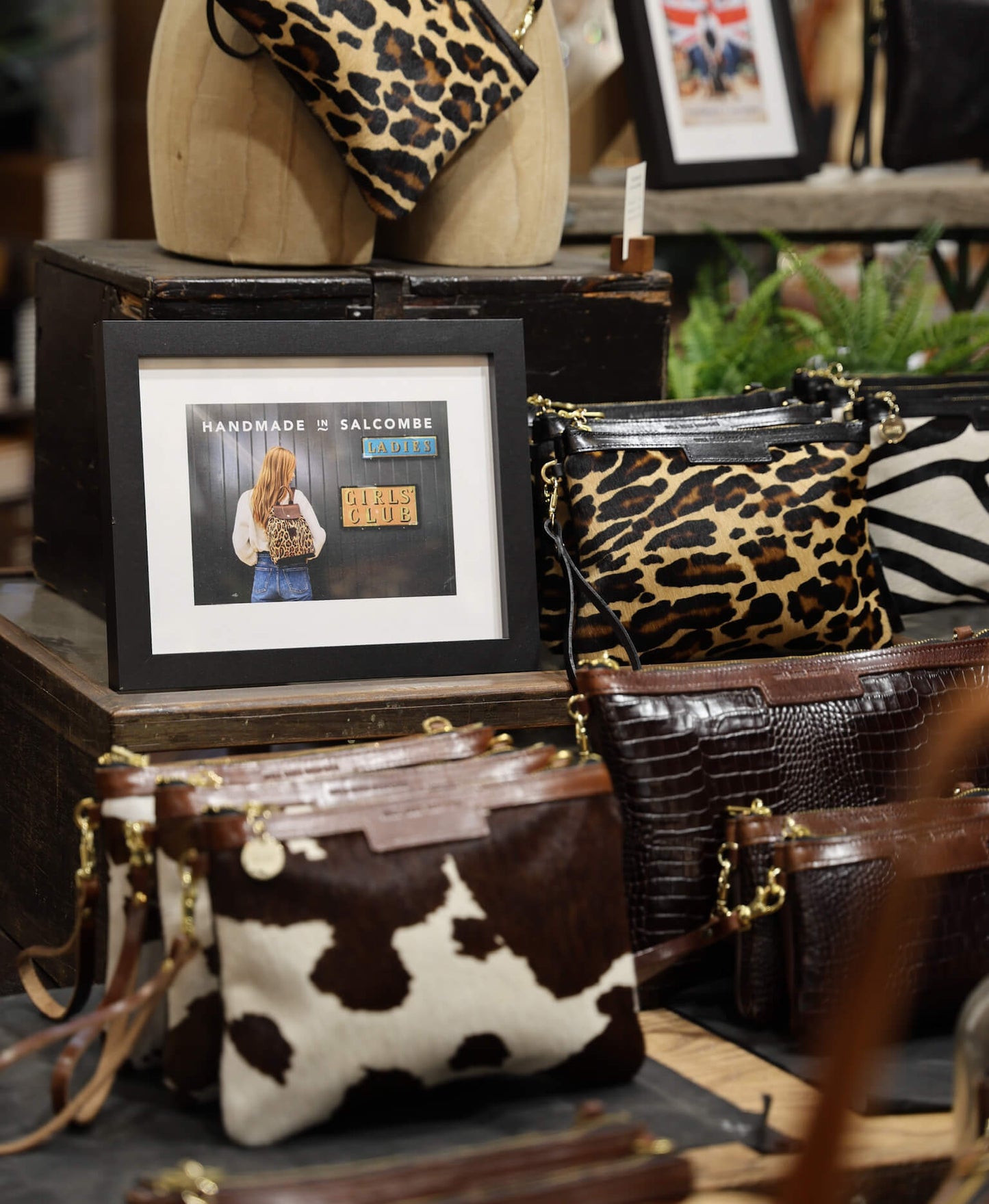 Diana 2 in 1 Clutch - Brown Cow Print - Brown Leather