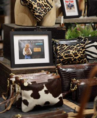 Diana 2 in 1 Clutch - Brown Cow Print - Brown Leather