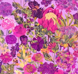 Silk Scarf - Bee Story in Iris - Will Bees Bespoke