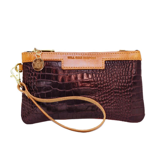 Mini Diana 2 in 1 Clutch - Burgundy Croc