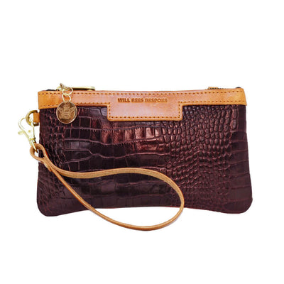 Mini Diana 2 in 1 Clutch - Burgundy Croc - Will Bees Bespoke