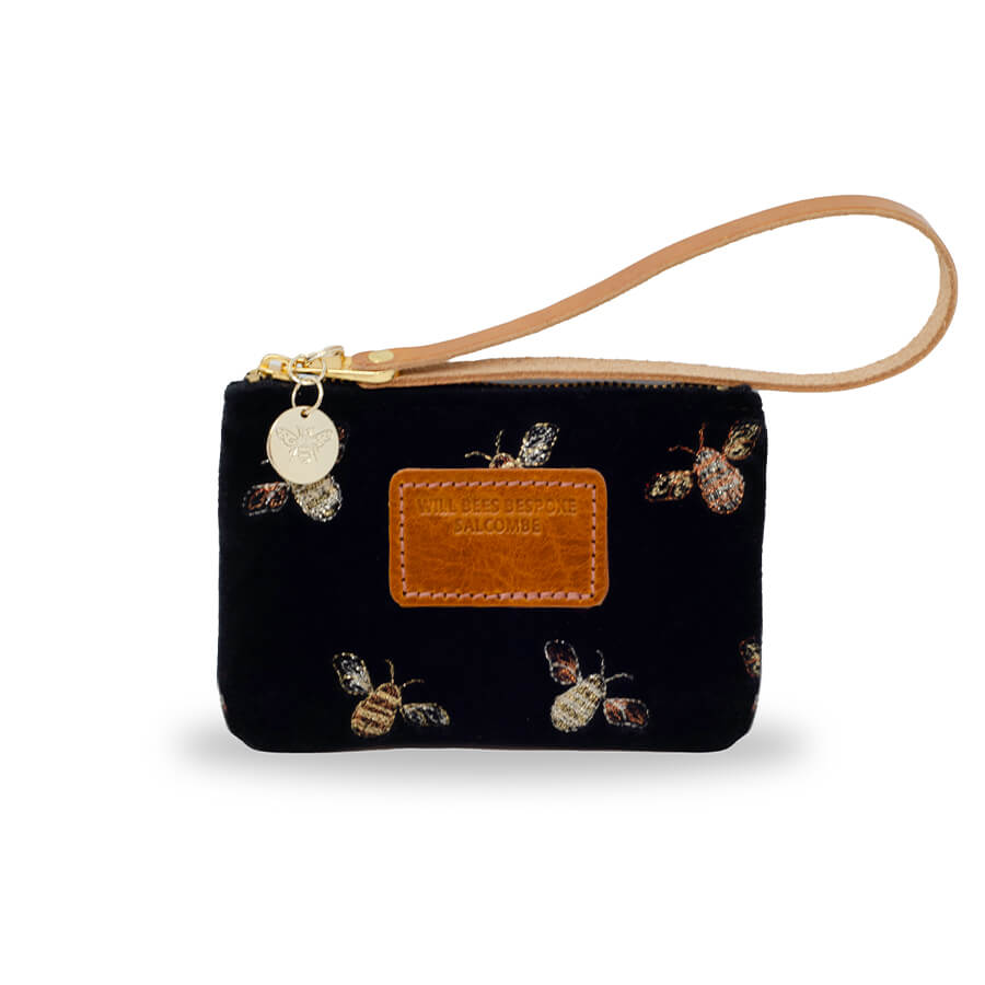 Jane Coin Purse - Classic Bees on Black Velvet