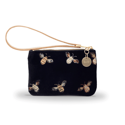 Jane Coin Purse - Classic Bees on Black Velvet