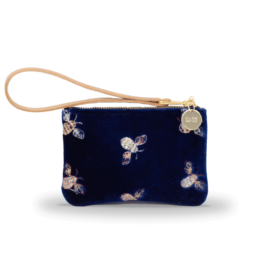 Jane Coin Purse - Classic Bees on Navy Velvet