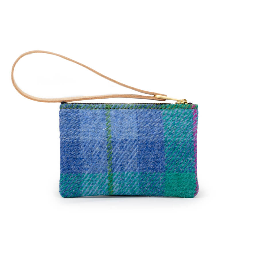 Jane Coin Purse - Harris Tweed® Blue & Teal - Will Bees Bespoke