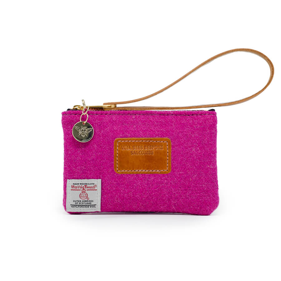 Jane Coin Purse - Harris Tweed® Bright Pink - Will Bees Bespoke