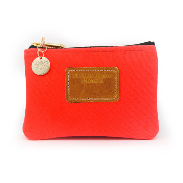 Jane Coin Purse - Neon Coral Velvet - Will Bees Bespoke