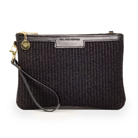 Diana 2 in 1 Clutch - Raffia in Black