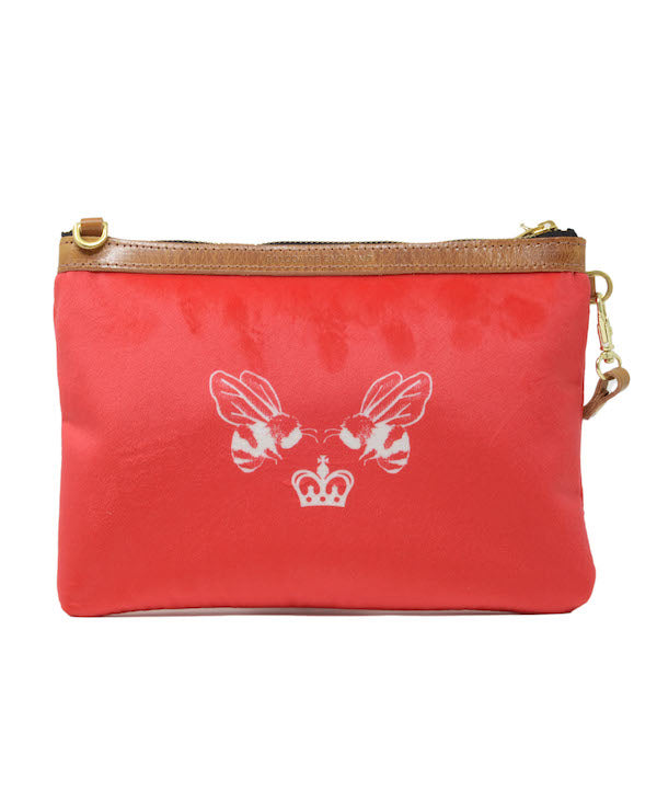 Diana 2 in 1 Clutch - Royal Bee in Coral Velvet - Will Bees Bespoke