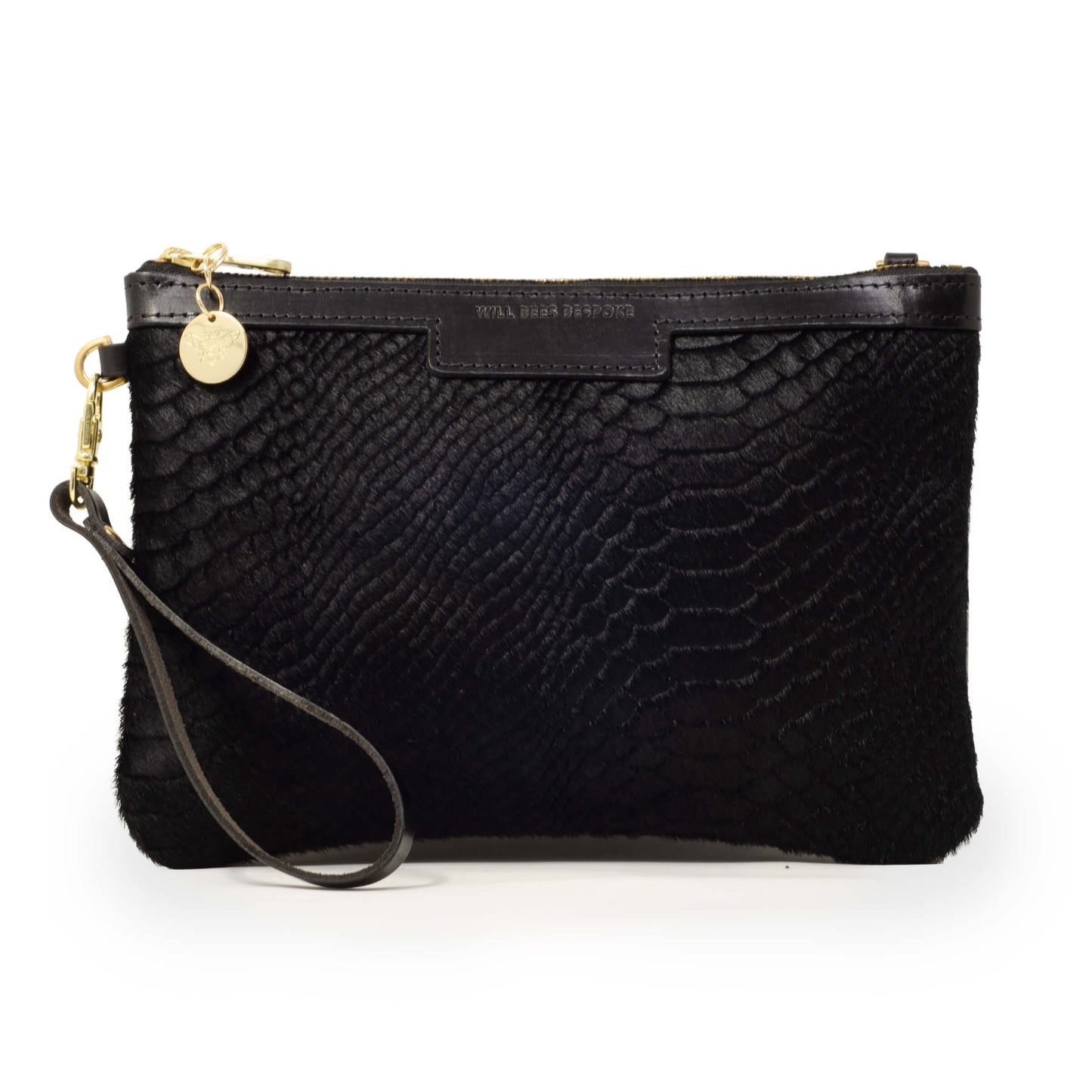 Diana 2 in 1 Clutch - Black Snake Print - Black Leather