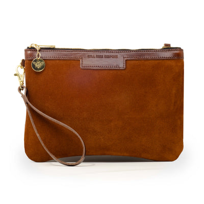 Diana 2 in 1 Clutch - Dark Tan Suede - Brown Leather