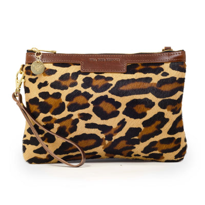 Diana 2 in 1 Clutch - Leopard Print - Brown Leather