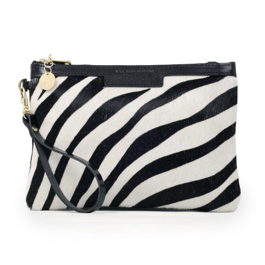Diana 2 in 1 Clutch - Zebra Print - Black Leather