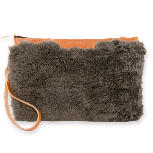Diana 2 in 1 Clutch - Charcoal Sheepskin