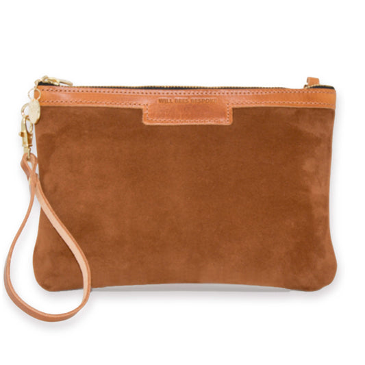 Diana 2 in 1 Clutch - Dark Tan Suede