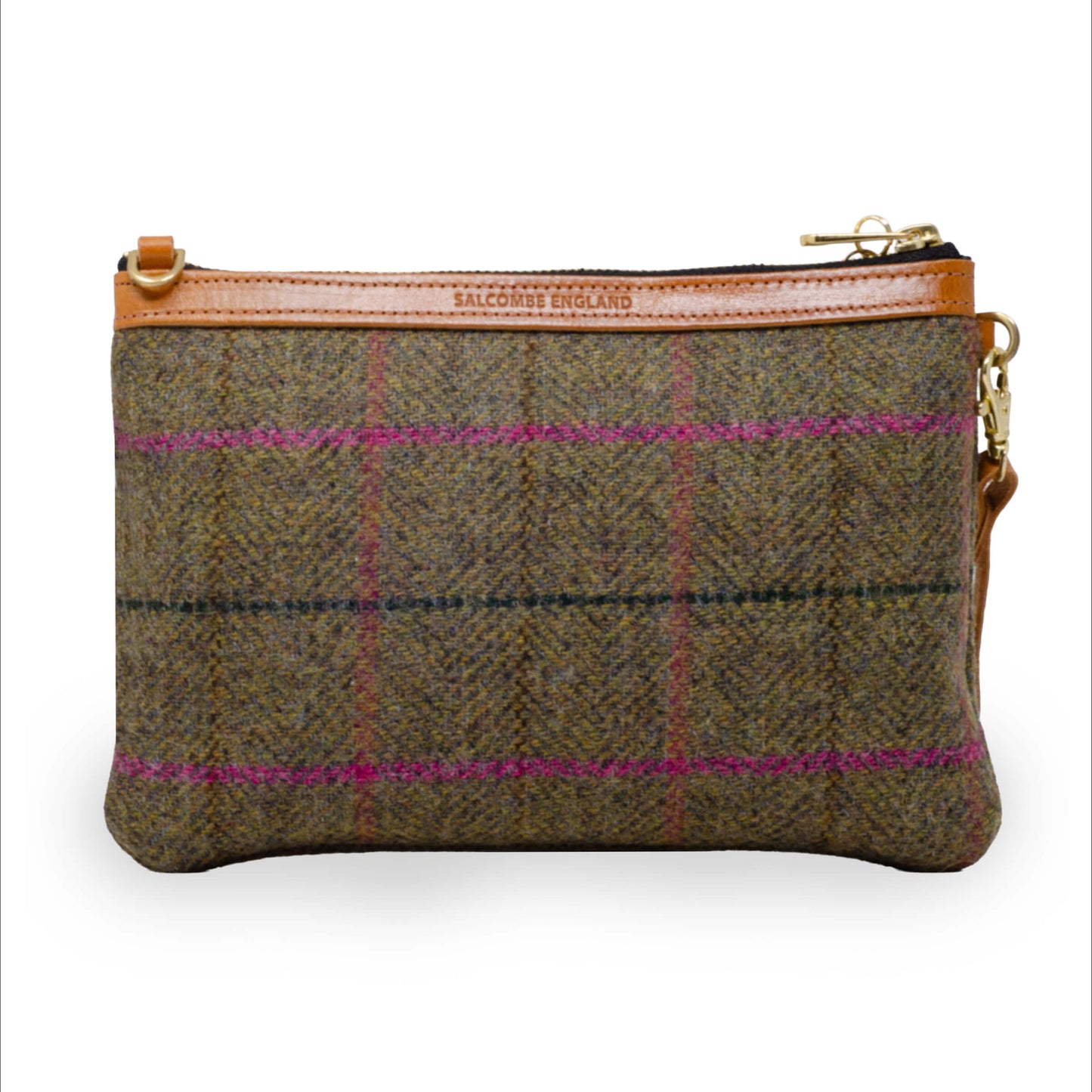 Diana 2 in 1 Clutch - Green & Pink Tweed Check